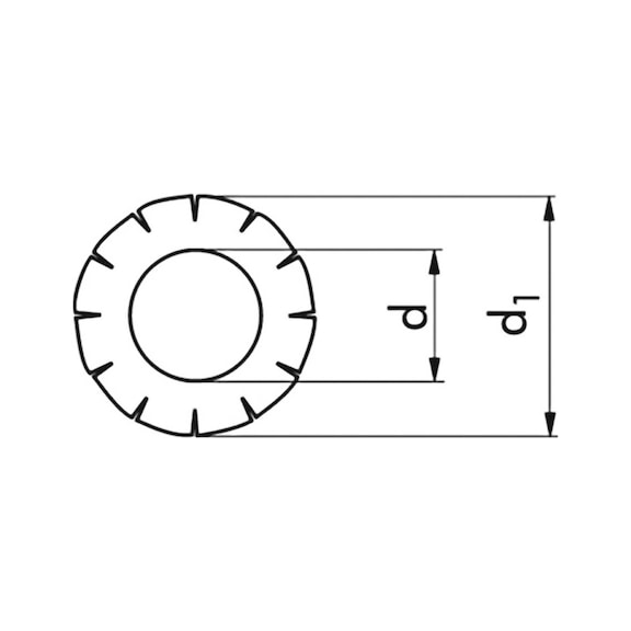 Serrated lock washer, DIN 6798, A2 - 2