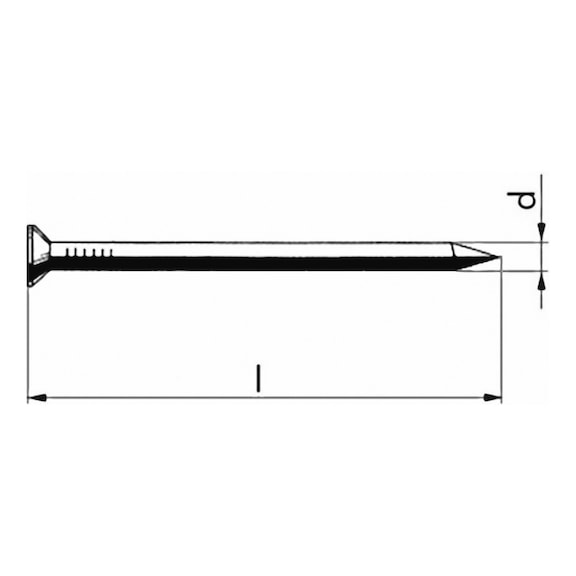 Steel nail with deep countersunk head, zinc plated - 2
