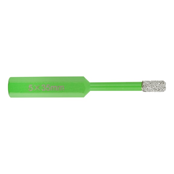 diadrill ceramic, with hexagonal shank - diadrill diamond drill bit, ceramic, dry, usable length 15 mm, 5 mm