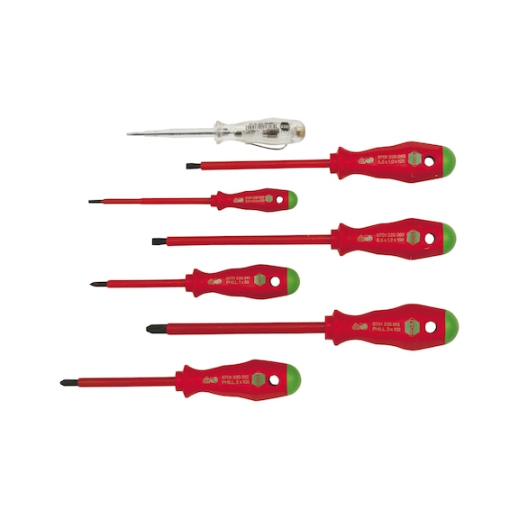 RECA 2C screwdriver sets, VDE  - Screwdriver VDE set, 7 pcs., with voltage tester