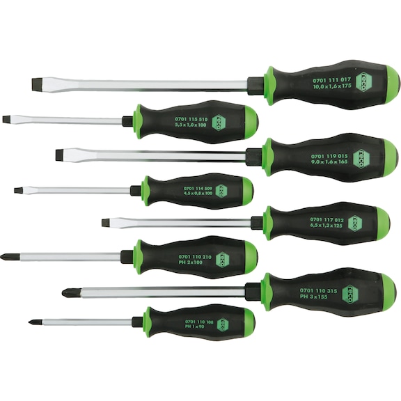 RECA 2C screwdriver set with striking cap - Screwdriver set 8 pcs., 2-component handle