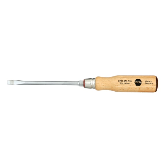 RECA screwdriver with wooden handle, slotted