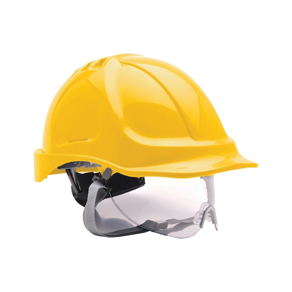 HARD HAT WITH RETRACTABLE VISOR - WHITE HARD HAT WITH RETRACTABLE VISOR