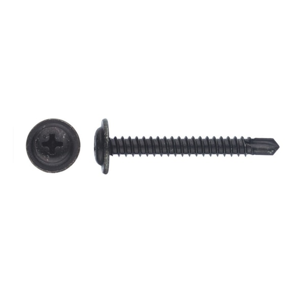 SELF-DRILLING ROUND HEAD SCREW WITH ZINC PLATED WHITE WASHER - 1