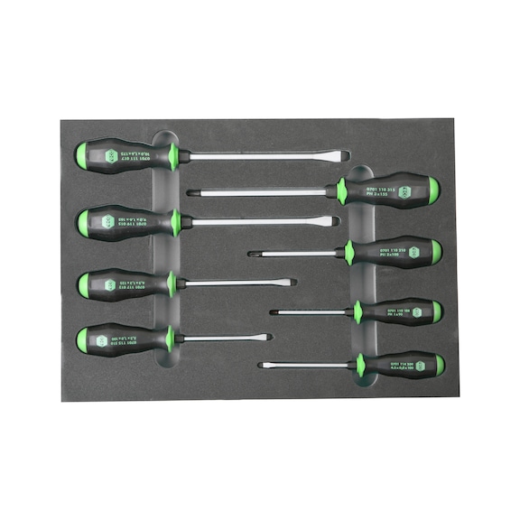 Inlay for screwdriver with striking cap - RECA inlay, 2-component screwdriver f. striking cap set, empty 283x396 mm