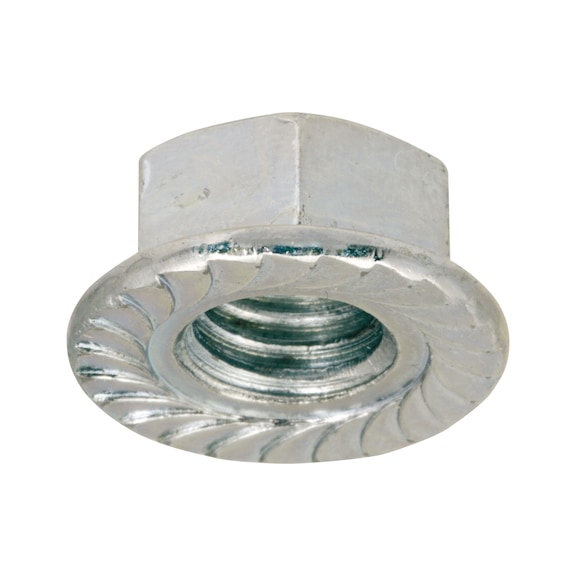 Hexagon nuts with flange and locking teeth, A2, similar to DIN 6923 - Serrated locking nut A2 similar to DIN 6923 M12