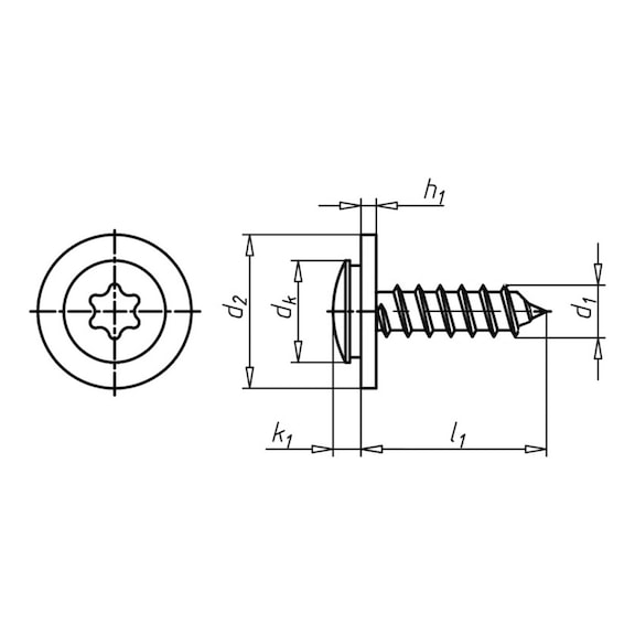 Window sill screw with washer, self-tapping screw thread, A2, TX - 2