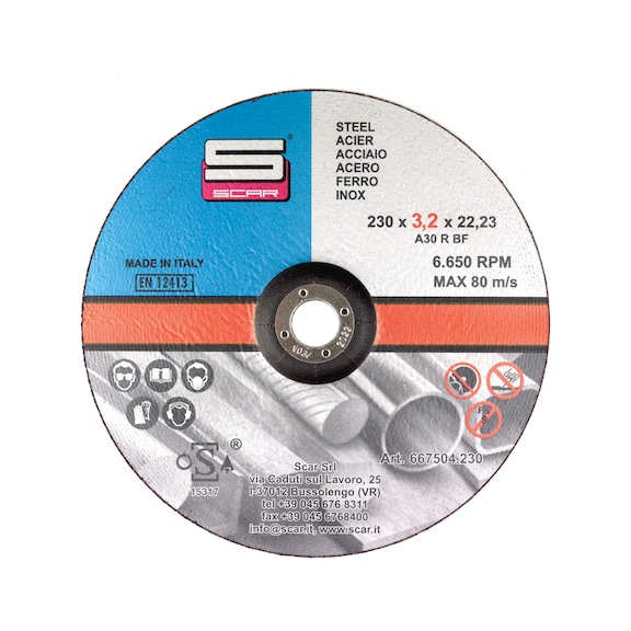 CUTTING DISC HIGH-PERFORMANCE 3.2 - MICRODISK - 230 mm - DISC SCAR STEEL/STAINLESS STEEL HP