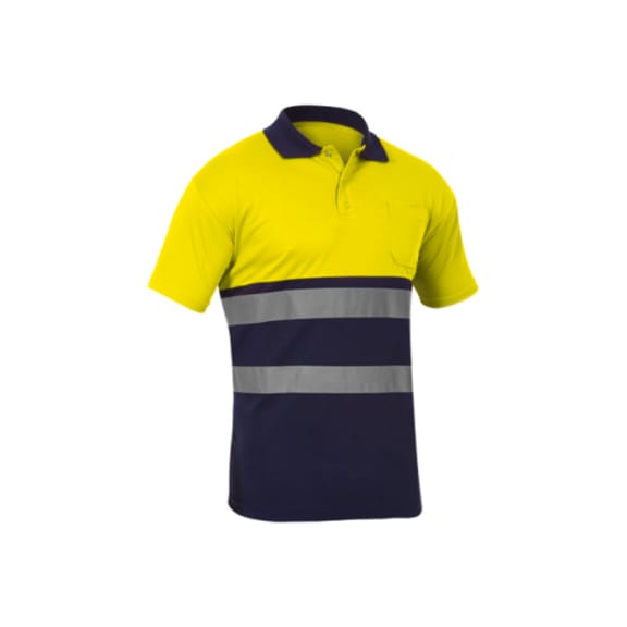 H/V Combination polo shirt Kiev - H/V Combination polo shirt 100% polyester navy/yellow size XL