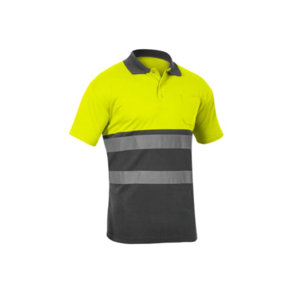 H/V Combination polo shirt Kiev - H/V Combination polo shirt 100% polyester grey/yellow size M