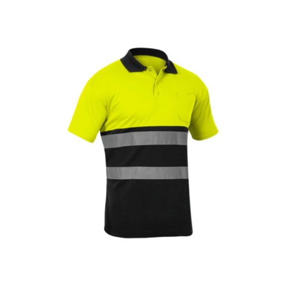 H/V Combination polo shirt Kiev - H/V Combination polo shirt 100% polyester black/yellow size S