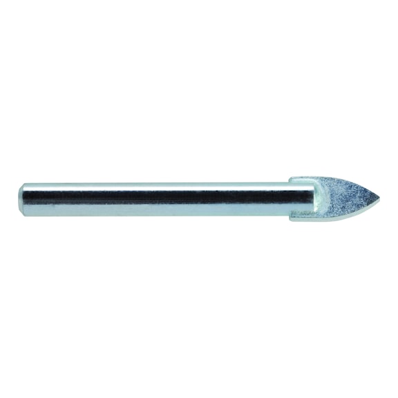 Drill bit for glass and tiles, with carbide cutting edge and straight shank