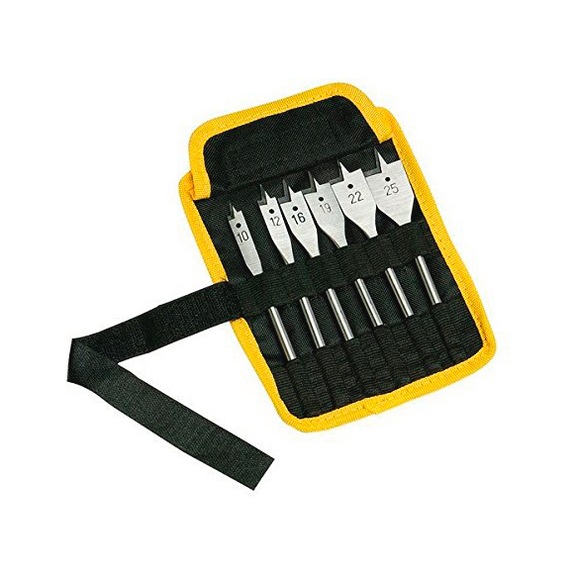 Flat drill bit set in nylon bag