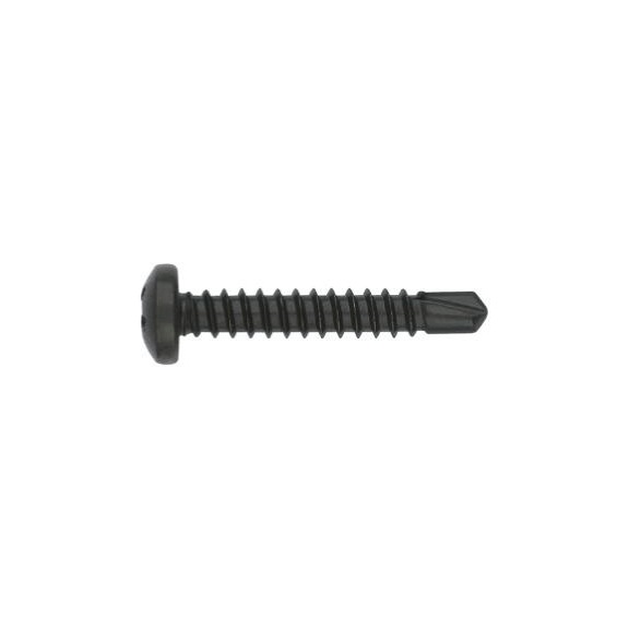 Black zinc-plated DIN 7504-N screw, metal on metal