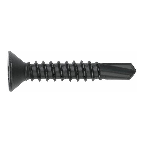 Self-drilling screw countersunk head zinc-plated black, DIN 7504-P, metal on metal