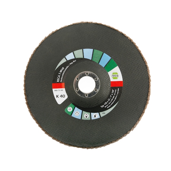 Discos de láminas T-Mop - Discos láminas milhojas T Mop, grano: 40, grano abrasivo cerámica, curv., 178 mm