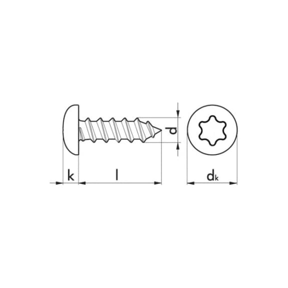 Round head tapping screw ISO 14585, A2 type  - 2