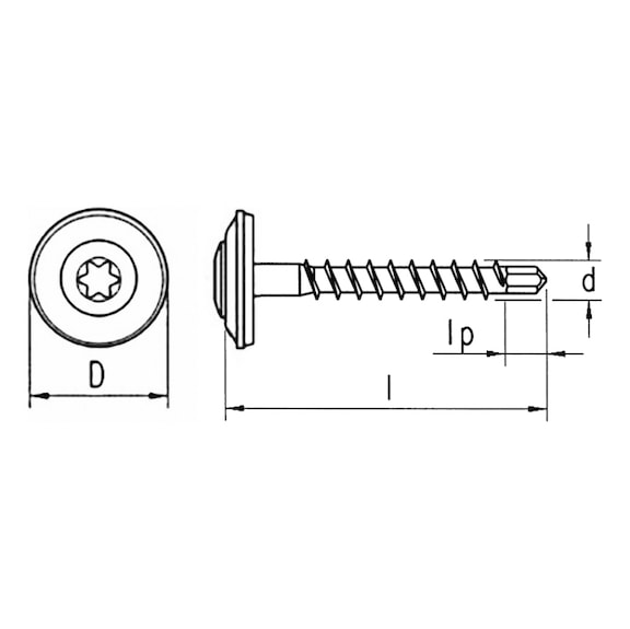 sebS roofing screw with drillpoint and sealing washer, A2 - 2