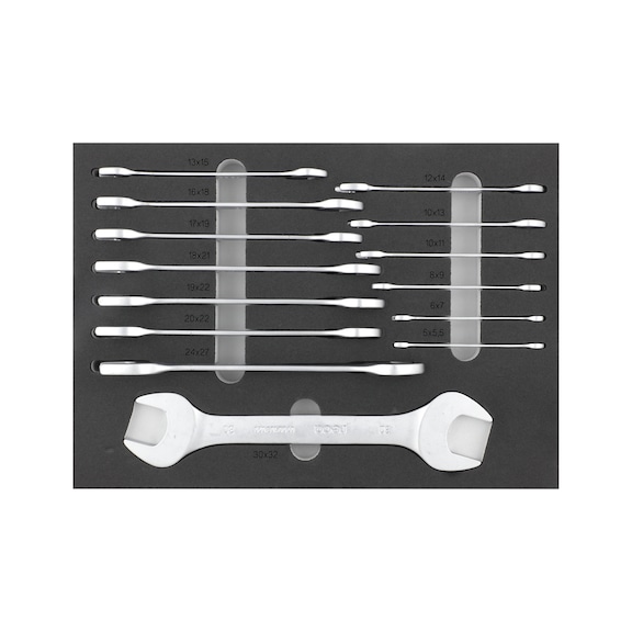 Inlay for double open-end wrench 