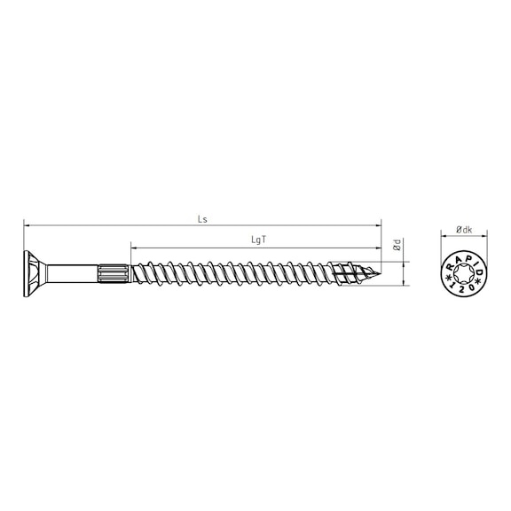 RAPID® load-bearing timber screw with countersunk head, yellow - 2