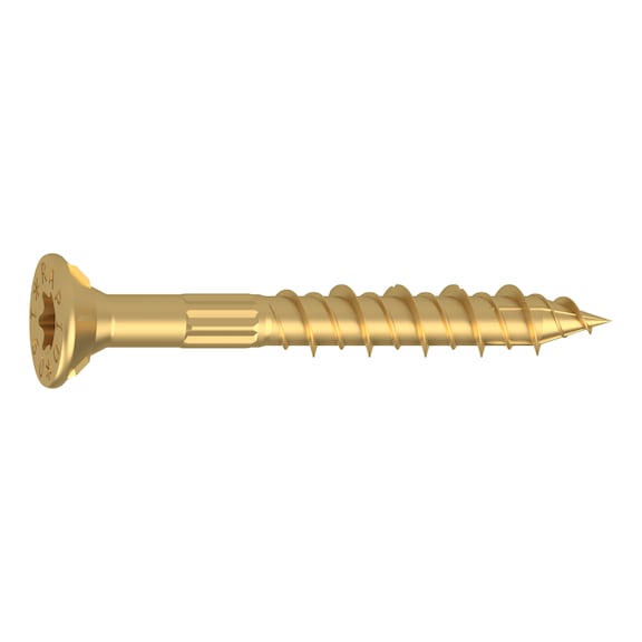 RAPID® load-bearing timber screw with countersunk head, yellow - RAPID timber screw underhead splines, Yellwin 500+, PT, TX 50 10.0x140/80