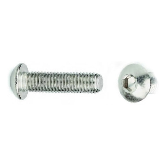 A2 STAINLESS STEEL SCREW WITH FLAT HALF-ROUND HEAD AND HEXAGON SOCKET - TBEI ISO 7390-1 A2 M8 SCREW