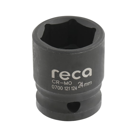 RECA impact socket wrench inserts 1/2", short version, metric - RECA impact socket wrench insert 1/2" DIN 3129 hexagonal 24 mm
