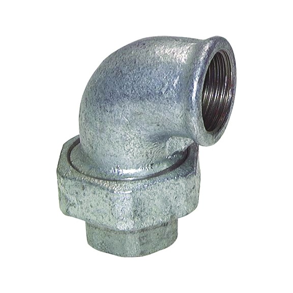 90° ELBOW F/F WITH CAST IRON FLAT SEAT BARREL UNION - 