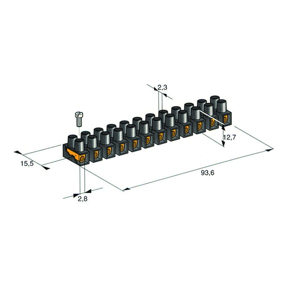 POLYPROPYLENE SCREW CLOSURE TERMINAL BLOCK 2.5 mm