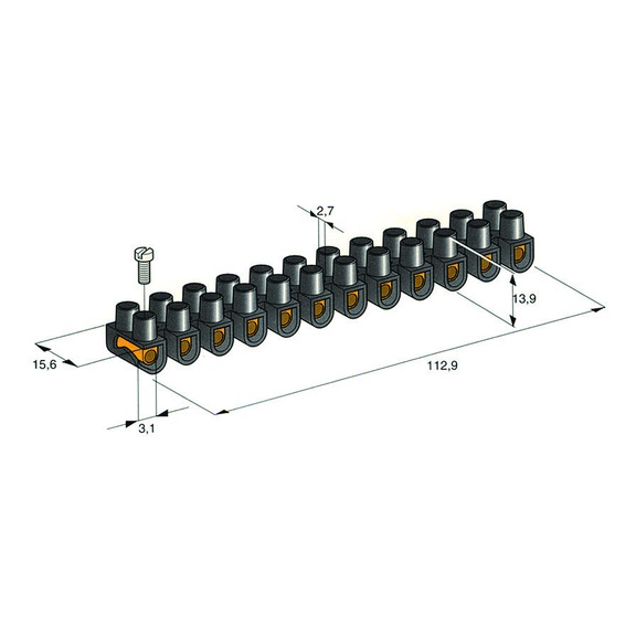 POLYPROPYLENE SCREW TERMINAL 6 mm - POLYPROPYLENE SCREW TERMINAL 6   mm²