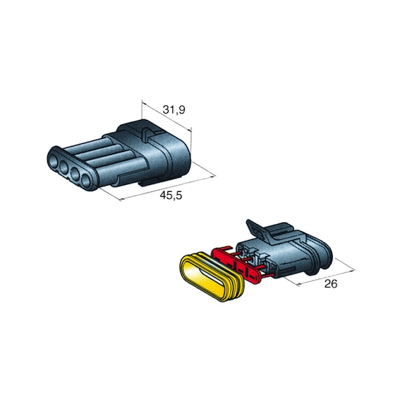 CONECTORES MACHO-HEMBRA ESTANCOS DE 2 VÍAS SERIE DE 1,5 mm - KIT DE CONECTOR HEMBRA DE 2 VÍAS