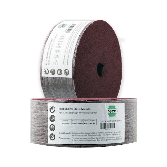 Non-woven abrasive rolls - Abrasive fleece roll, grain: 180/medium, brown 115 mm x 10 m