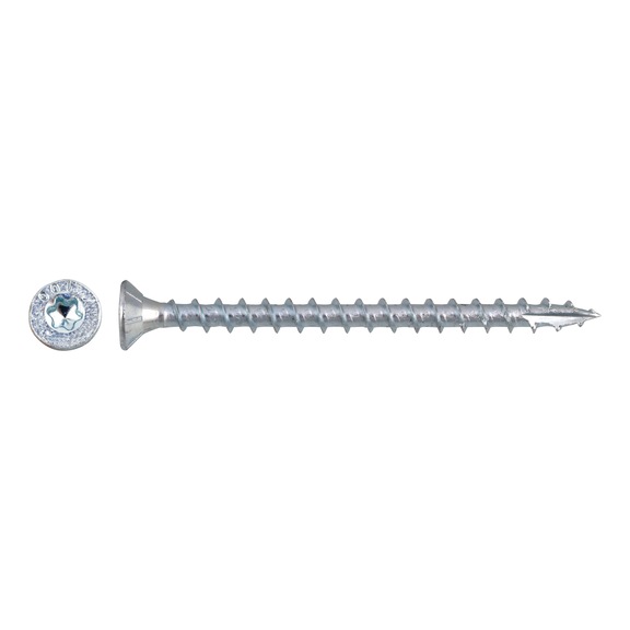 PanelFix timber screws with countersunk milling head, cutting notch, zinc-plated steel, with ETA-11/0389 approval from dia. 3.5 mm - PanelFix timber screw with csk. head, zinc-plated steel, ETA-11/0389 4.0x40