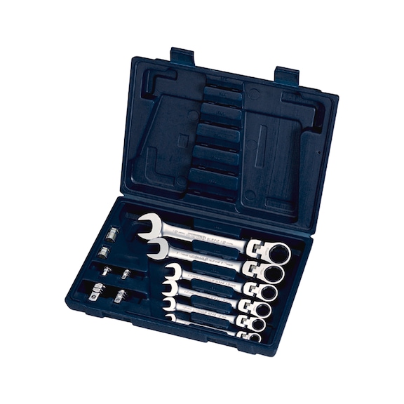 ASSORTMENT COMBINED WRENCHES WITH SWIVEL RATCHET - RATCHET COMBINATION WRENCH ASSORTMENT