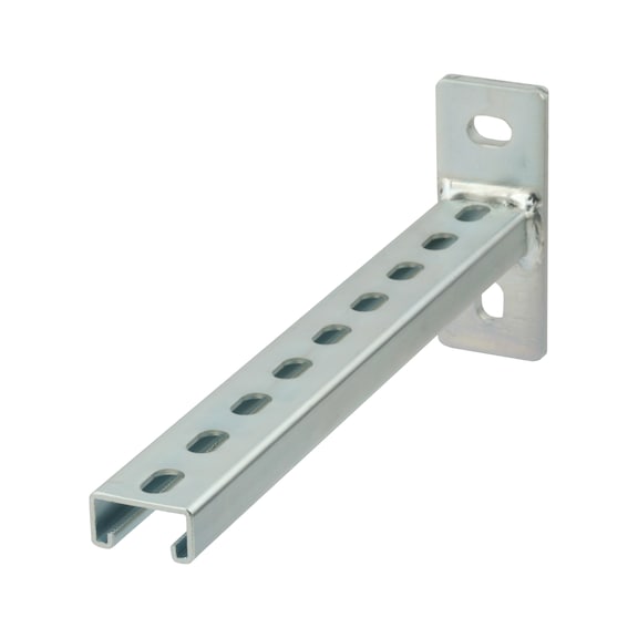 Soportes de pared para el sistema de carril de montaje dentado ZS 41 - Soporte pared carril montaje dentado recamo, long. 300 mm, galv. 41 x 21 x 2,0