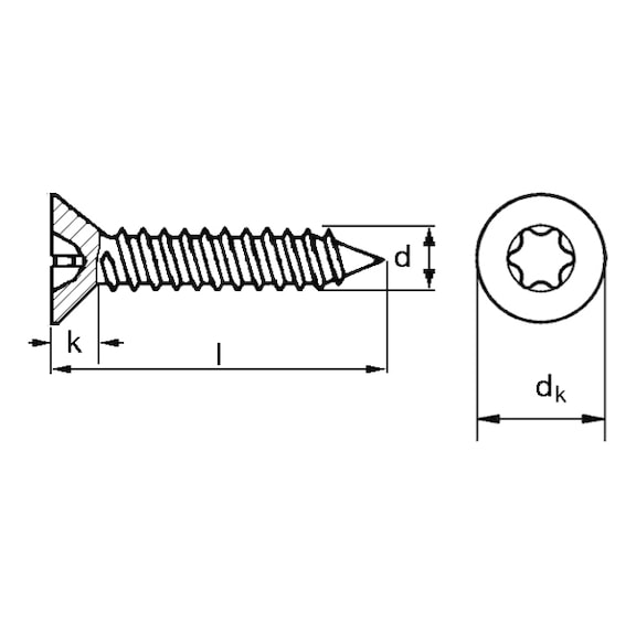 Countersunk head tapping screw, ISO 14586 A2, type C - 2