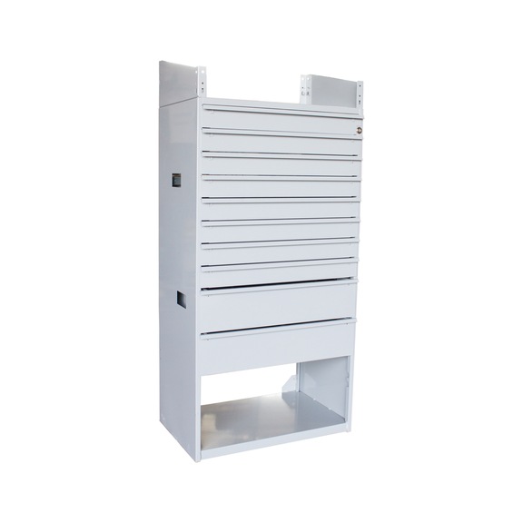 10-DRAWER SHELVING SECTION - Module featuring 10 drawers