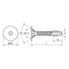 sebS flat countersunk milling head drilling screw, zinc plated - 2