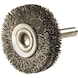 Spindle-mounted wheel brush, steel wire, with spindle