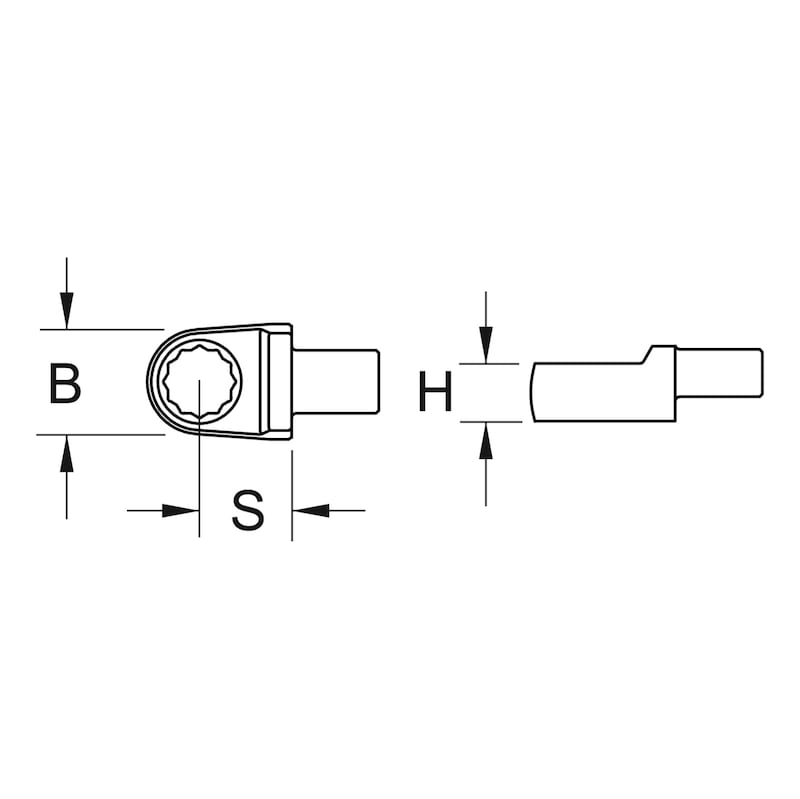 RECA Einsteck-Ringschlüssel für Drehmomentschlüssel (Werkzeugaufnahme 9 x 12 mm) - 2