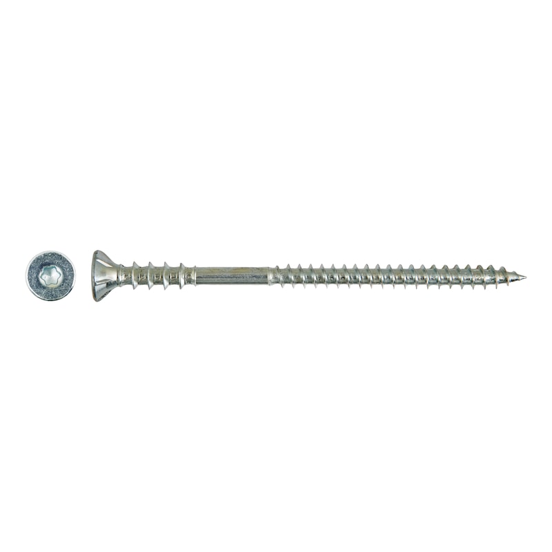 Adjustable wooden spacer screw, zinc plated - 1