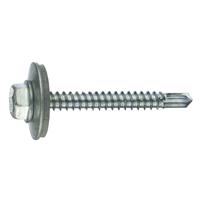 sebS hexagon-head drilling screw with sealing washer, galvanised - 1