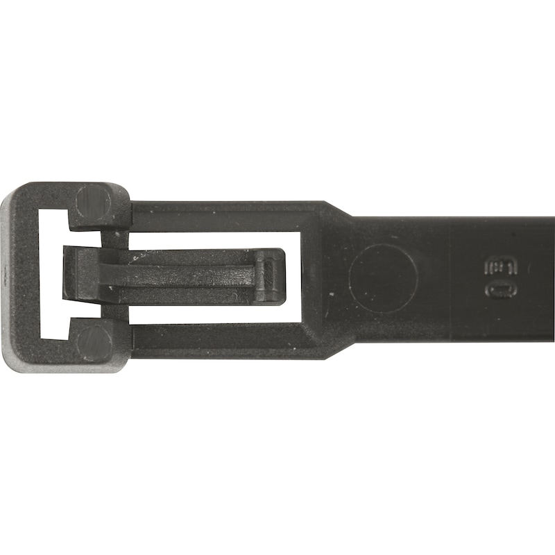 Detachable cable ties with plastic latch, black - 1