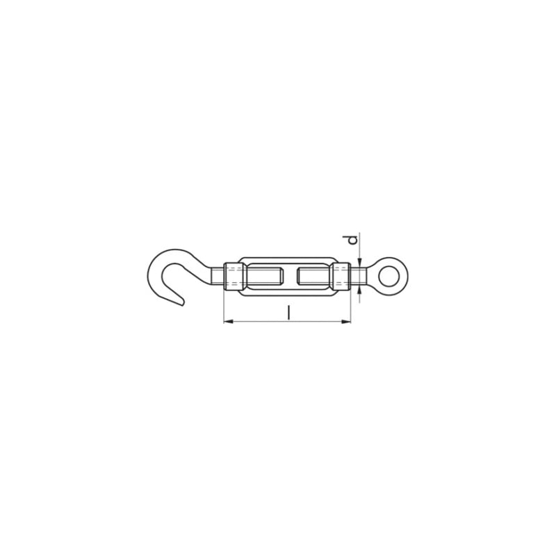 Turnbuckle with hook and eyelet, DIN 1480, zinc plated - 2