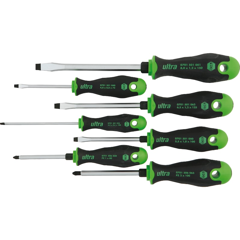 ultra screwdriver sets - ultra screwdriver set, 7 pcs., PZ and slotted