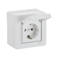 Surface-mounted Schuko outlet + cover IP44 Exxact