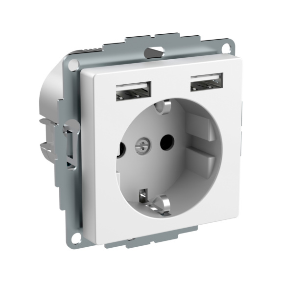 Flush-mounted outlet with 2 x USB 2.4 A  Exxact