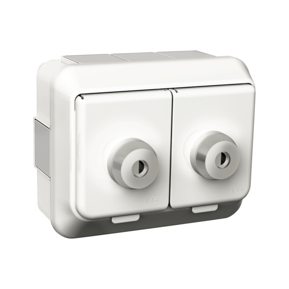 Surface-mounted Schuko outlet + lock IP44 Exxact