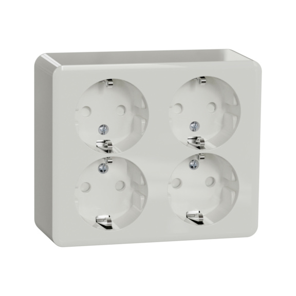 Surface-mounted Schuko outlet IP21  Exxact - QUADRAPLE SO EARTHED SCREWLESS