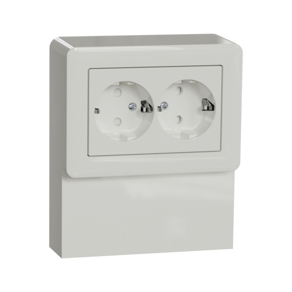 Surface-mounted Schuko outlet skirting IP21 Exxact - SKIRTING BOX INCL DSO EARTHED